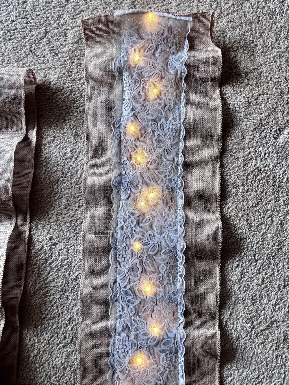 10-pcs Burlap Table Runners with Lights Lace, 12 x 108 in, Floral